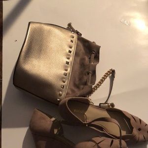 Bundle of 3 , shoes, bag and skirt.